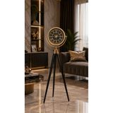 Muyika Design Siyah Ayaklı Tripod Duvar Saati 150 cm Gold Metal Kasa MUYİKA Ayaklı Salon Ofis Saati Siyah Pleksi Kadran-GSS