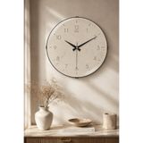 Muyika Design Wabi Sabi Duvar Saati 36 cm Bombe Camlı MUYİKA Traverten Taş Dokulu Sessiz Akar Modern Salon Mutfak