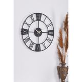 Muyika Duvar Saati 50Cm Sessiz Mekanizma Siyah Metal Kasa Modern Tasarım - New Roma 50 Siyah Mds-50 Myk2039