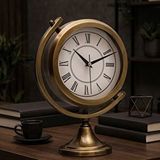 Muyika Gold Metal Masa Saati – Sessiz Mekanizma, Roma Rakamlı Dekoratif Vintage Tasarım-mezza Gold Roma Altın