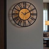 Muyika Led Işıklı Metal Duvar Saati 50 Cm – Pilli Sessiz Mekanizma, Ahşap Detaylı Modern Dekoratif Tasarım Çok Renkli