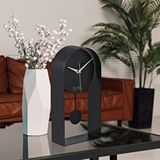 Muyika Masa Saati Sarkaçlı Metal Siyah Renk Sessiz Mekanizma Dekoratif Modern Tasarım 32x16cm Mms