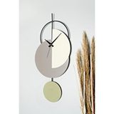 Muyika Muyika Madeco Metal 68-31cm Dekoratif Duvar Saati (gri-yeşil-krem) Mds-50 Siyah