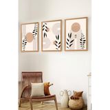 Muyika Premium Ahşap Çerçeveli 3Lü Modern Iskandinav Bohem Tarz Dekoratif Ev Dekorasyonu Tablo Seti-Set1 Myk3001-3