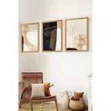 Muyika Premium Ahşap Çerçeveli 3Lü Modern Iskandinav Bohem Tarz Dekoratif Ev Dekorasyonu Tablo Seti-Set14 Myk3014-1