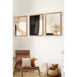 Muyika Premium Ahşap Çerçeveli 3Lü Modern Iskandinav Bohem Tarz Dekoratif Ev Dekorasyonu Tablo Seti-Set14 Myk3014-2