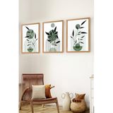 Muyika Premium Ahşap Çerçeveli 3Lü Modern Iskandinav Bohem Tarz Dekoratif Ev Dekorasyonu Tablo Seti-Set5 Myk3005-3