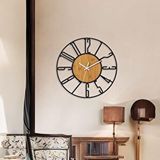 Muyika Sogno Metal Ahşap Göbek Sessiz Mekanizma Dekoratif Duvar Saati 50x50cm Mds-50 Siyah