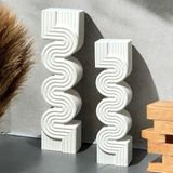 Muyika Soyut Dekoratif Obje Modern Minimalist Ev Aksesuar Biblo,ev Ofis İçin Şık Tasarım - 2'li Sütun Beyaz