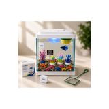 muyucraft Mini Akvaryum Seti 20x15x18 cm Betta Balığı İçin Çerçeveli Cam Akvaryum ve Dekor Seti