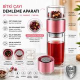 Muzeko 200Ml Pembe Çift Katlı El Yakmayan Isıyı İçinde Tutan Cam Bardak Detox Bitki Çayı Demleme Ihlamur Demliği Bitki Çayı Demleme Tüm Bitki Çaylar İçin Uygundur