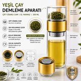 Muzeko 250Ml Çift Katlı El Yakmayan Isıyı İçinde Tutan Cam Bardak Detox Bitki Çayı Demleme Ihlamur Demliği Bitki Çayı Demleme Tüm Bitki Çaylar İçin Uygundur Gold Kapak