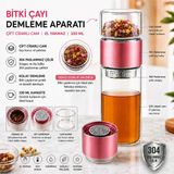 Muzeko 330Ml Çift Katlı El Yakmayan Isıyı İçinde Tutan Cam Bardak Detox Bitki Çayı Demleme Ihlamur Demliği Bitki Çayı Demleme Tüm Bitki Çaylar İçin Uygundur Rose Pembe