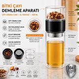 Muzeko 330Ml Çift Katlı El Yakmayan Isıyı İçinde Tutan Cam Bardak Detox Bitki Çayı Demleme Ihlamur Demliği Bitki Çayı Demleme Tüm Bitki Çaylar İçin Uygundur Siyah