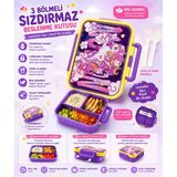 Muzeko Beslenme Kabı Mzk880 Plastik 3 Bölmeli Sızdırmaz Kapaklı Lunch Box Beslenme 1000Ml Çatal Kaşık Hediye Mor