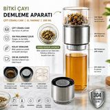 Muzeko Çift Katlı El Yakmayan Isıyı İçinde Tutan Cam Bardak Detox Bitki Çayı Demleme Ihlamur Demliği Bitki Çayı Demleme Tüm Bitki Çaylar İçin Uygundur Grı Kapak