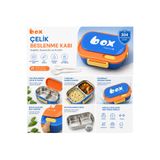 MUZEKO HC6212D 2 Bölmeli Paslanmaz Çelik Yemek Kabı Sızdırmaz Kapaklı Taşınabilir Diyet Beslenme Kabı MAVİ TURUNCU HC6212D 1000ML