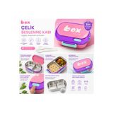MUZEKO HC6212D 2 Bölmeli Paslanmaz Çelik Yemek Kabı Sızdırmaz Kapaklı Taşınabilir Diyet Beslenme Kabı PEMBE MOR HC6212D 1000ML
