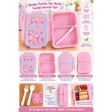 Muzeko Lunch Box Mzk884 Pembe Gıdaya Uygun Plastik Sızdırmaz Çift Bölmeli Lunch Box Beslenme Kabı 580Ml Çatal Kaşık Hediye Beslenme Çantası