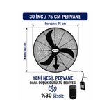 MUZEKO MZK750 30 Inç Sanayi Tipi Mega Kumandalı Duvar Tipi Vantilatör 210w 75cm %100 Bakır Motor EV İÇİN UYGUN DEĞİLDİR