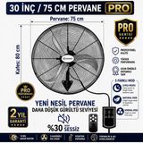 Muzeko Mzk750pro Plus 30 Inç Sanayi Tipi Kumandalı Duvar Tipi Vantilatör 210W 80Cm %100 Bakır Motor Ev İçin Uygun Değildir