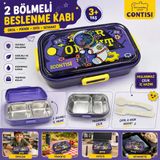 Muzeko Okul Beslenme Kabı Paslanmaz Çelik Sızdırmaz Kaşıklı Yemek Kabı Taşınabilir Diyet Beslenme Kabı Mor 885 1000Ml