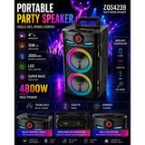 Muzeko Party Speaker Zqs4239 Karaoke Bluetooth Hoparlör Mikrofon Dahil Kablosuz Taşınabilir Bluetooth Speaker 4800Mah