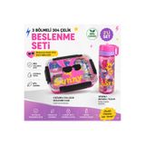 Muzeko Su Mataralı 3 Bölmeli Paslanmaz Çelik Yemek Kabı Sızdırmaz Kapaklı, Suluklu Taşınabilir Beslenme Kabı 2086 Pembe 800+600ML