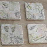 Müzik Aletleri Doğal Taş Bardak Altlığı 4'lü set - Natural Stone Coasters