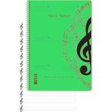 Müzik Defteri A4 Spralli 40 Yaprak 1 Adet Sol Anahtarlı Telli Müzik Defteri Büyük Boy 12 Sütunlu - Yeşil