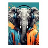 Müzik Dinleyen Fil Hediyelik Ahşap Tablo