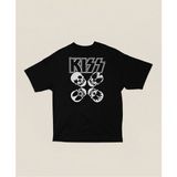 Müzik Grubu Kiss Baskılı Unisex Tişört, Oversize Rock Metal Tişört - 01 Siyah