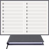 Müzik Nota Defteri - (Alto nota anahtarı)% 100 El Yapımı, El Dikişi, (İplik Dikiş) Gerçek Cilt Bezi A/5 - Gri