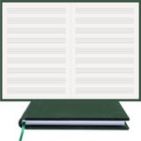 Müzik Nota Defteri - (Anahtarsız)% 100 El Yapımı, El Dikişi, (İplik Dikiş) Kumaş Ciltleme A/5 - Yeşil