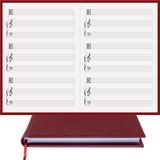 Müzik Nota Defteri - Eşlikçi, Solo-Alto Nota Anahtarı% 100 El Yapımı, El Dikişi, (İplik Dikiş) Gerçek Cilt Bezi A/5 - Bordo