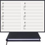 Müzik Nota Defteri - Eşlikçi, Solo-Alto Nota Anahtarı% 100 El Yapımı, El Dikişi, (İplik Dikiş) Gerçek Cilt Bezi A/5 - Siyah