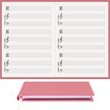 Müzik Nota Defteri - Eşlikçi, Solo-Alto Nota Anahtarı% 100 El Yapımı, El Dikişi, (İplik Dikiş) Kumaş Ciltleme A/5 - Gül Kurusu
