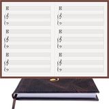 Müzik Nota Defteri - - Eşlikçi, Solo-Alto Nota Anahtarı% 100 El Yapımı, El Dikişi, (İplik Dikiş) Kuşe Ciltli A/5 - Kahve-Lila