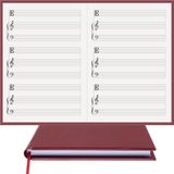 Müzik Nota Defteri - Eşlikçi, Solo-Alto Nota Anahtarı% 100 El Yapımı, El Dikişi, (İplik Dikiş) Termo Deri A/5 - Bordo