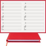 Müzik Nota Defteri - - Eşlikçi, Solo-Bass Clef Nota Anahtarı% 100 El Yapımı, El Dikişi, (İplik Dikiş) Gerçek Cilt Bezi A/5 - Kırmızı
