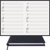 Müzik Nota Defteri - - Eşlikçi, Solo-Bass Clef Nota Anahtarı% 100 El Yapımı, El Dikişi, (İplik Dikiş) Gerçek Cilt Bezi A/5 - Siyah