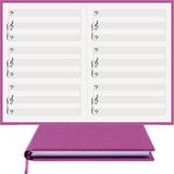 Müzik Nota Defteri - - Eşlikçi, Solo-Bass Clef Nota Anahtarı% 100 El Yapımı, El Dikişi, (İplik Dikiş) Kumaş Ciltleme A/5 - Lila