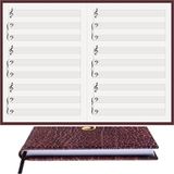 Müzik Nota Defteri - Kadro-Piyano, Org% 100 El Yapımı, El Dikişi, (İplik Dikiş) Kuşe Ciltli A/5 - Kahve-Gri