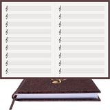Müzik Nota Defteri - (Sol Anahtarlı)% 100 El Yapımı, El Dikişi, (İplik Dikiş) Kuşe Ciltli A/5 - Kahve-Beyaz