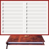 Müzik Nota Defteri - (Sol Anahtarlı)% 100 El Yapımı, El Dikişi, (İplik Dikiş) Kuşe Ciltli A/5 - Kahve-Sarı