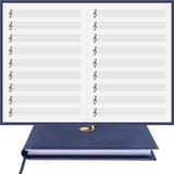 Müzik Nota Defteri - (Sol Anahtarlı)% 100 El Yapımı, El Dikişi, (İplik Dikiş) Kuşe Ciltli A/5 - Lacivert