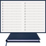 Müzik Nota Defteri - (Sol Anahtarlı 4 Kesik Çizgi)% 100 El Yapımı, El Dikişi, Termo Deri (A/4) - Lacivert