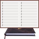 Müzik Nota Defteri - (Sol Anahtarlı, Sol Kesik Çizgili)% 100 El Yapımı, El Dikişi, (İplik Dikiş) Kuşe Ciltli A/5 - Kahve-Lila