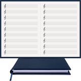 Müzik Nota Defteri - (Sol Anahtarlı, Sol Kesik Çizgili)% 100 El Yapımı, El Dikişi, (İplik Dikiş) Termo Deri A/5 - Lacivert