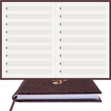 Müzik Nota Defteri - (Vurmalı Çalgılar) (ALT.)% 100 El Yapımı, El Dikişi, (İplik Dikiş) Kuşe Ciltli A/5 - Kahve-Beyaz